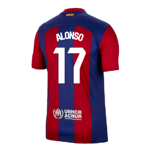 Levné Fotbalové Dresy FC Barcelona 2023-24 ALONSO #17 Domácí